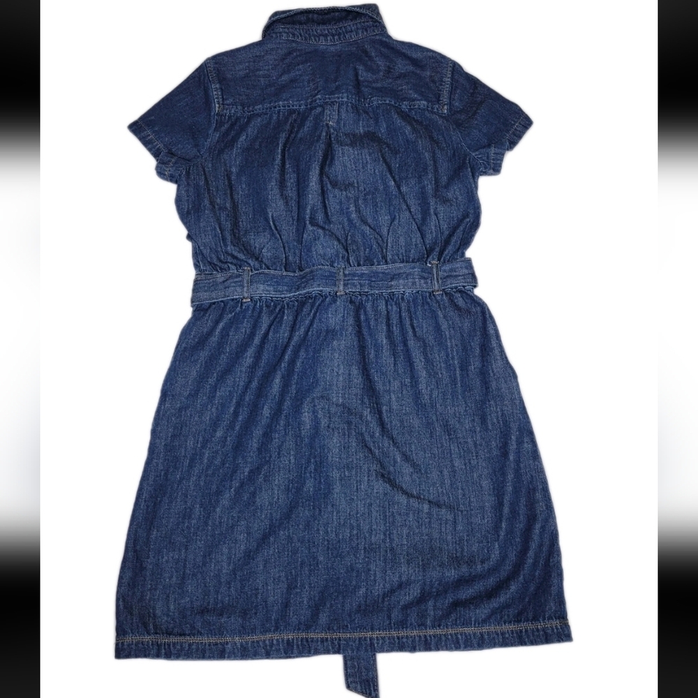 J. Crew Womens Utility Denim Belted Mini Dress Size 6 EUC Costal Cowgirl Classic - Picture 9 of 12